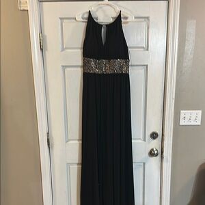 R & M Richards Black Dress with Silver Accents